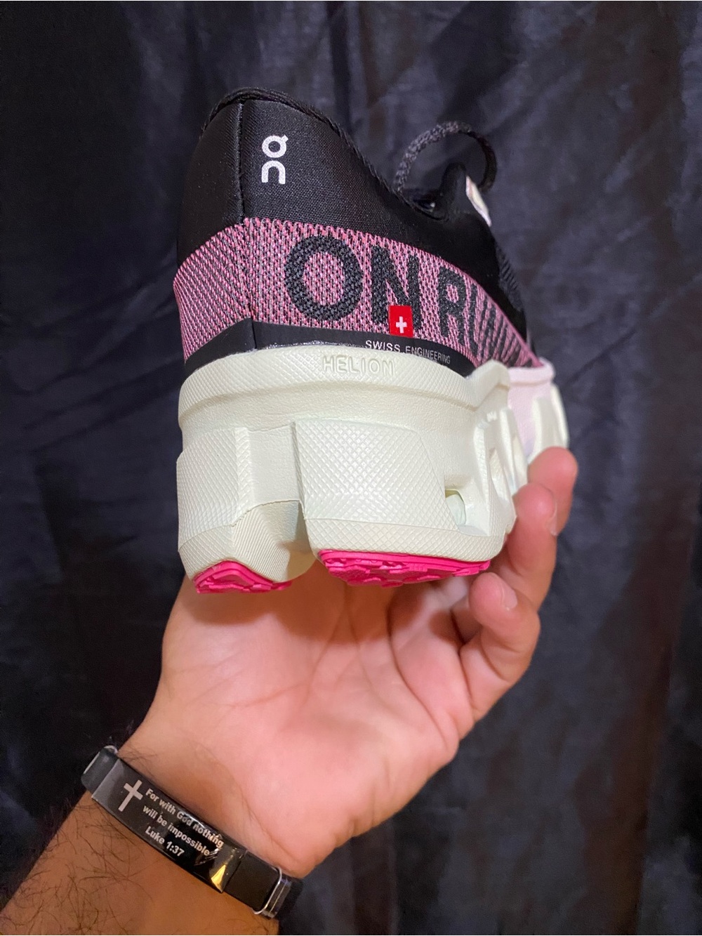 Oncloud monster hyper Black Sneakers with Pink and Cream Accents - Picture 7 of 10